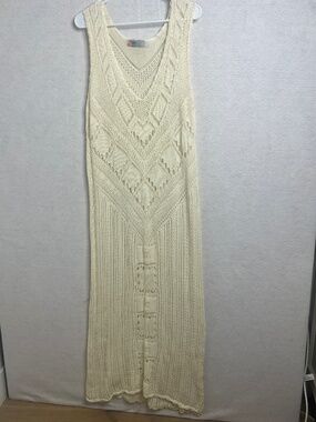 FP Beach Free People Cream Knit Maxi Dress Sleeveless Boho Cover Up